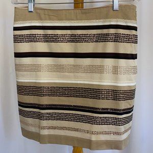 White House Black Market Pencil Skirt Sequin Striped Brown Tan Size 6
